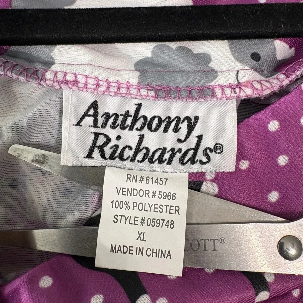 Anthony Richards House Dress Women Size XL Purple Cat Polka Dot Muumuu Nightgown